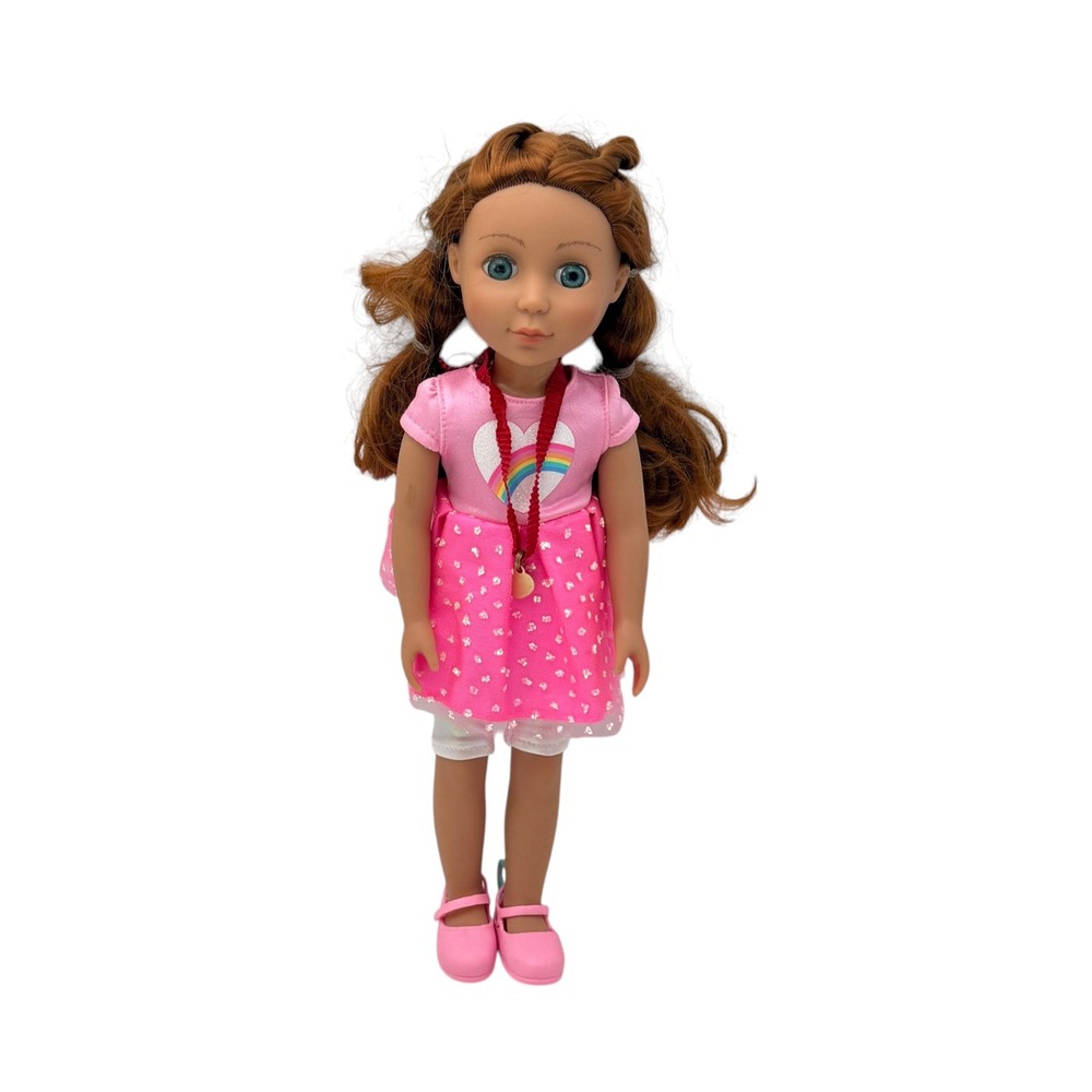 Glitter Girls Battat 14 In  Doll Auburn Red Hair Blue Eyes Rainbow Heart